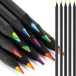 12 Colors Rainbow Pencils for Kids Adults, Rainbow Colored Pencil Art Supplies for Girls Boys, Black Wooden Multi Colored Pencils Bulk for Coloring Drawing Sketching.