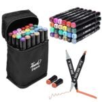 Dual Tip Art Markers for Kids & Adult Coloring Sketching Calligraphy Drawing Markers Non Toxic Twin Head Permanent Colouring Marker for Artists Paint Markers Pen with Carry Case (24PCS)