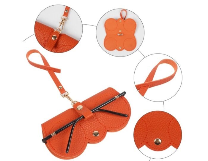 Leather Sunglasses Case with Button Clip - Color Brown - Image 4