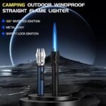 Torch Lighter, Bright Fire Lighter with Safety Lock and Adjustable Flame, Refillable Butane Gas Windproof Jet Flame Cool Lighters for Candles Campfires BBQ Baking, Camping, Gift.